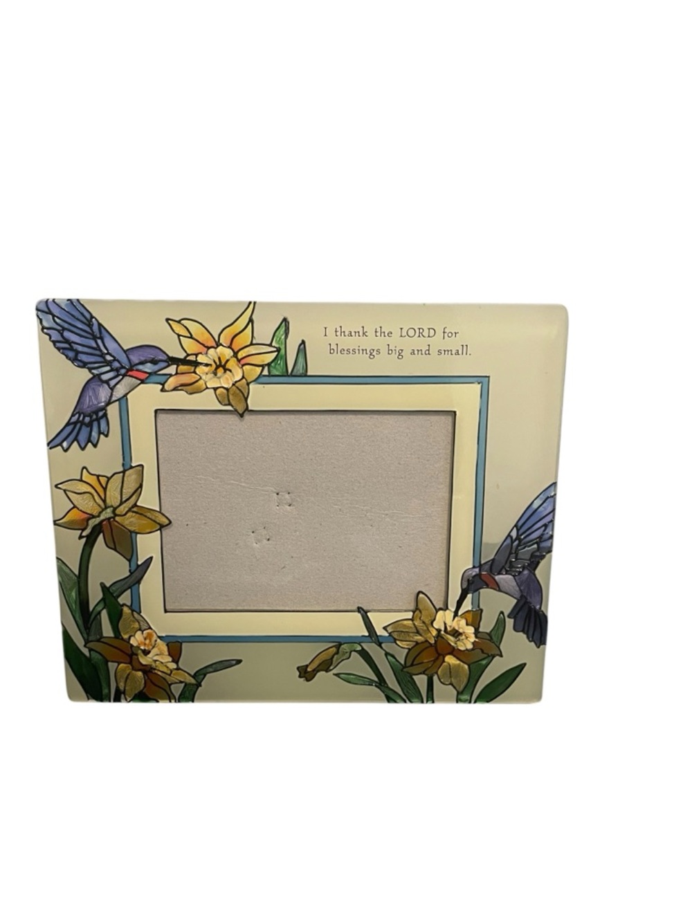 Joan Baker Designs Hummingbird Daffodil Stained Glass Religious Picture Frame